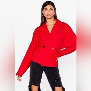 Nasty Gal Ruched Side Double Breasted Blazer Size US 2 NWT